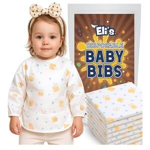 7pcs Disposable Sleeved Baby Bibs - Bear design (for travel